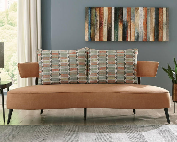 Hollyann RTA Sofa 2440138 Orange Contemporary Stationary Upholstery By Ashley - sofafair.com