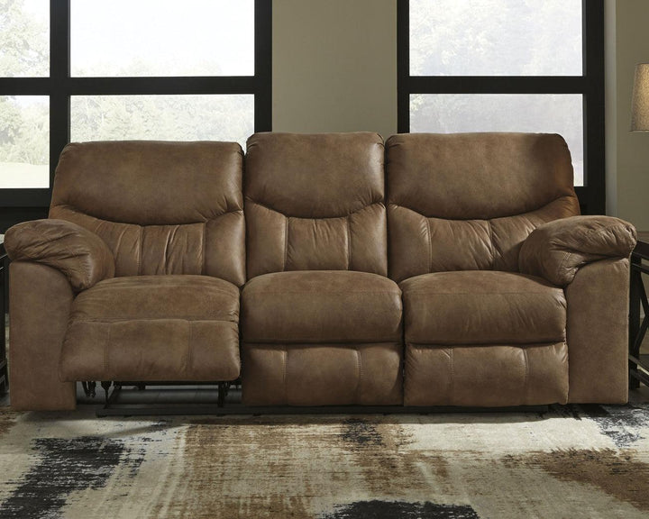 Boxberg Reclining Sofa and Loveseat 33802U1 Brown/Beige Contemporary Motion Upholstery Package By Ashley - sofafair.com