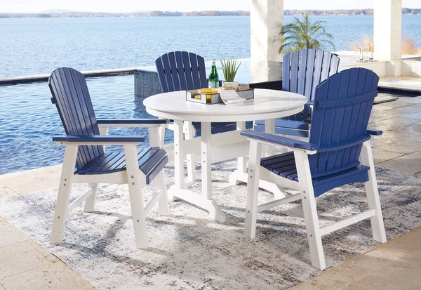 Crescent Luxe Outdoor Dining Table with 4 Chairs P207P1 White Contemporary Outdoor Package By Ashley - sofafair.com