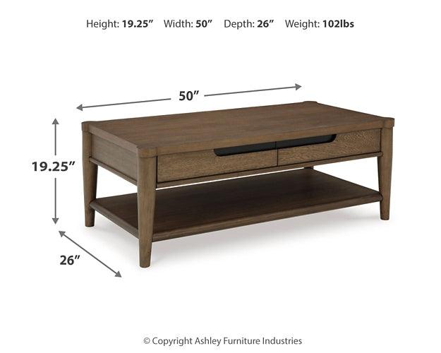 Roanhowe Coffee Table T769-1 Brown/Beige Contemporary Cocktail Table By Ashley - sofafair.com