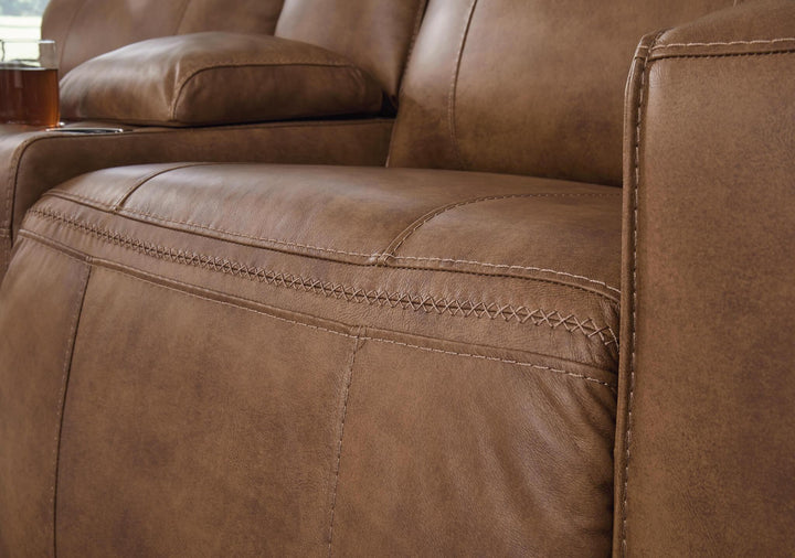 Game Plan Power Reclining Loveseat U1520618 Brown/Beige Contemporary Motion Upholstery By Ashley - sofafair.com