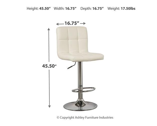 Bellatier Adjustable Height Bar Stool (Set of 2) D120-230X2 White Contemporary Barstool By Ashley - sofafair.com