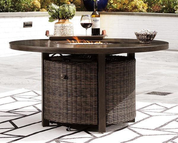 Paradise Trail Fire Pit Table P750-776 Brown/Beige Contemporary Outdoor Fire Pit Table By Ashley - sofafair.com