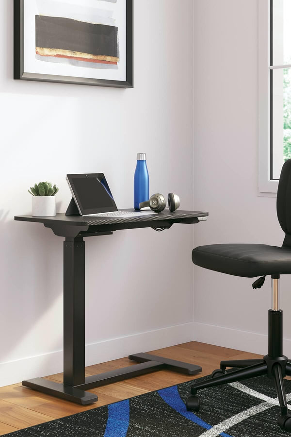 Lynxtyn Adjustable Height Home Office Side Desk H400-112 Black/Gray Contemporary Desks By AFI - sofafair.com