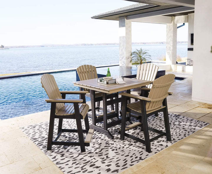 Fairen Trail Outdoor Counter Height Dining Table with 4 Barstools P211P3 Black/Gray Contemporary Outdoor Package By Ashley - sofafair.com