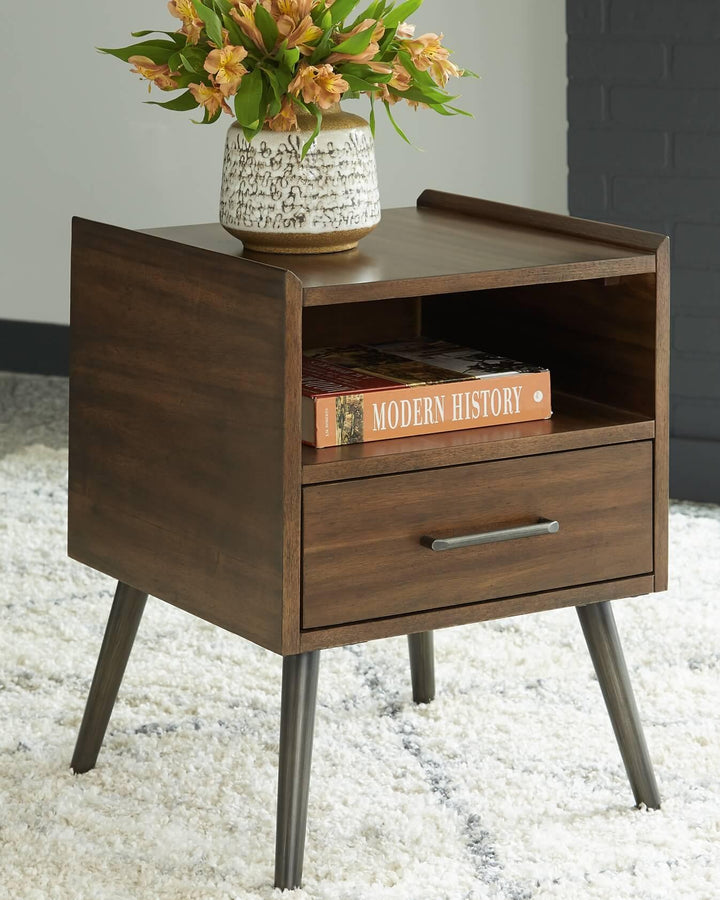 T916-2 Brown/Beige Contemporary Calmoni End Table By Ashley - sofafair.com