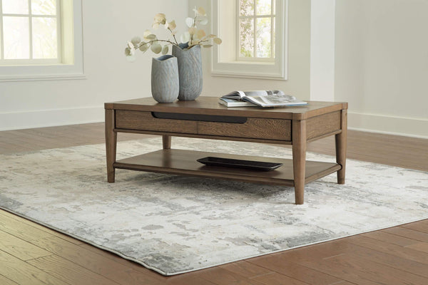 Roanhowe Coffee Table T769-1 Brown/Beige Contemporary Cocktail Table By Ashley - sofafair.com