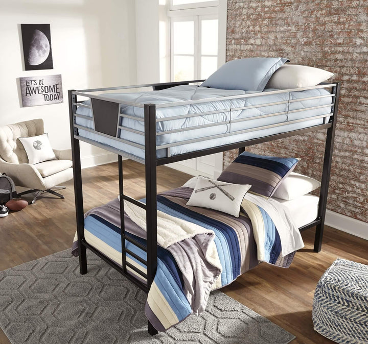 Dinsmore Twin over Twin Bunk Bed with Ladder B106-59 Black/Gray Contemporary Youth Beds By Ashley - sofafair.com