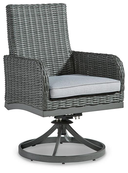 Elite Park Swivel Chair with Cushion (Set of 2) P518-602A Black/Gray Casual Outdoor Dining Chair By Ashley - sofafair.com