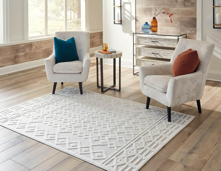 Larkton 5'3" x 7' Rug R405662 White Contemporary Rug Medium By Ashley - sofafair.com