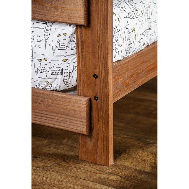 Arlette AM-BK100 Mahogany Rustic Twin/Twin Bunk Bed By Furniture Of America - sofafair.com
