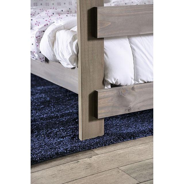 Arlette AM-BK100GY Gray Rustic Twin/Twin Bunk Bed By Furniture Of America - sofafair.com