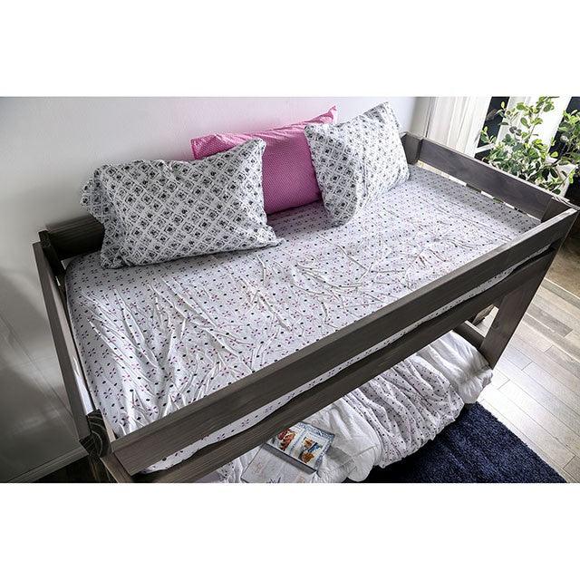 Arlette AM-BK100GY Gray Rustic Twin/Twin Bunk Bed By Furniture Of America - sofafair.com