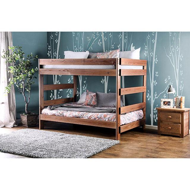 Arlette AM-BK200 Mahogany Rustic Full/Full Bunk Bed By Furniture Of America - sofafair.com