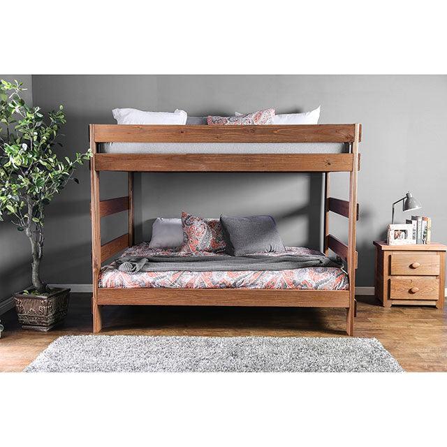 Arlette AM-BK200 Mahogany Rustic Full/Full Bunk Bed By Furniture Of America - sofafair.com