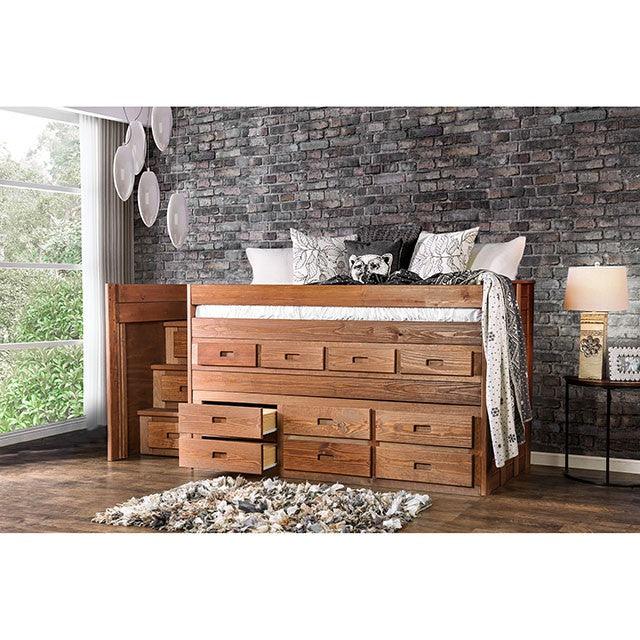 Cleo AM-BK601 Mahogany Rustic Twin Captain Bed By Furniture Of America - sofafair.com