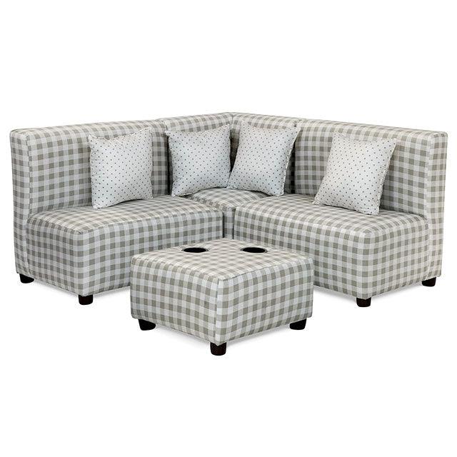 Bethanie AM1102 Green Transitional Kids Sectional w/ Ottoman By Furniture Of America - sofafair.com