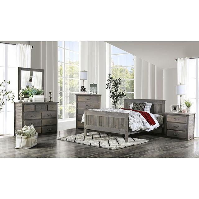 Rockwall AM7973Q Weathered Gray Rustic Bed By Furniture Of America - sofafair.com