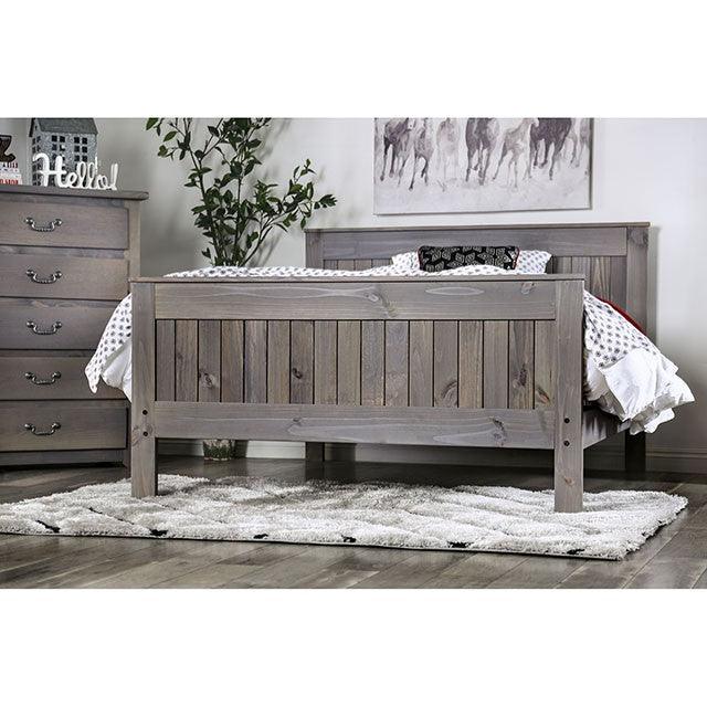 Rockwall AM7973Q Weathered Gray Rustic Bed By Furniture Of America - sofafair.com