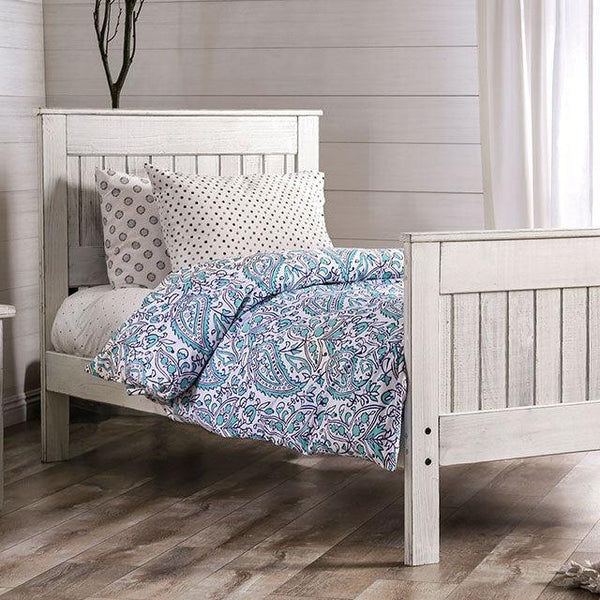 Rockwall AM7973WH Weathered White Rustic Bed By Furniture Of America - sofafair.com