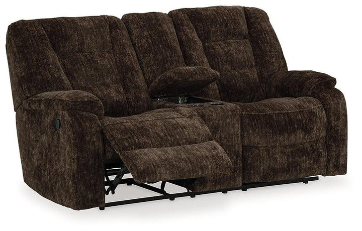 Soundwave Reclining Loveseat with Console 7450294 Brown/Beige Contemporary Motion Upholstery By Ashley - sofafair.com