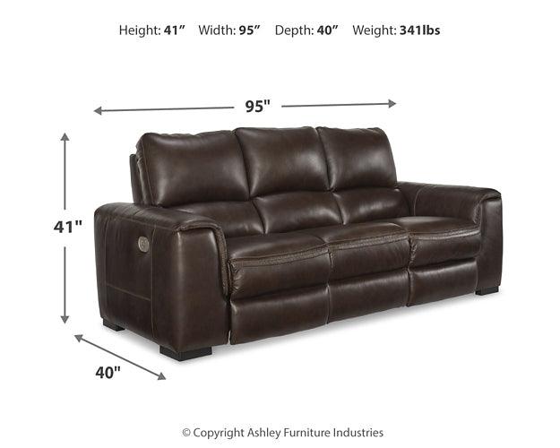 Alessandro Power Reclining Sofa U2550215 Brown/Beige Contemporary Motion Upholstery By Ashley - sofafair.com