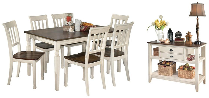 Whitesburg Dining Table and 6 Chairs with Server D583D23 Brown/Beige Casual Dining Package By Ashley - sofafair.com