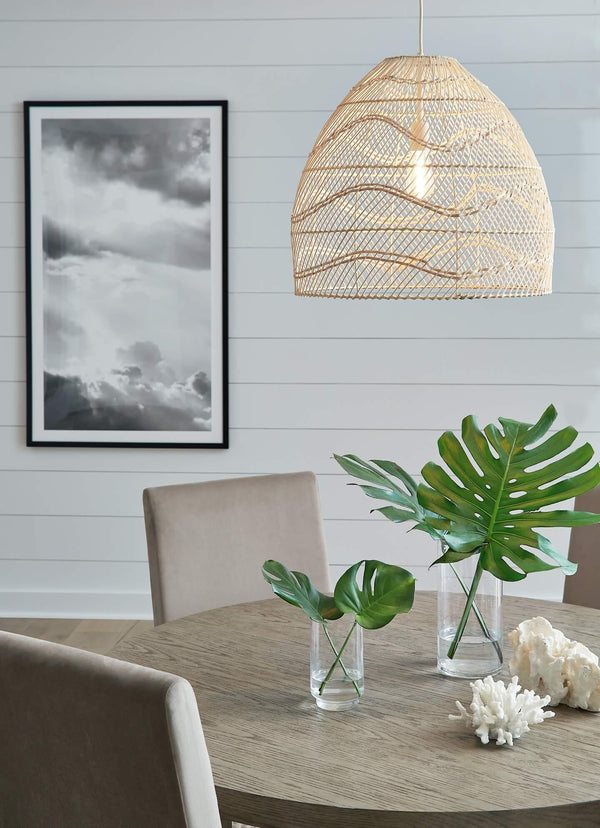 L000318 Brown/Beige Casual Coenbell Pendant Light By Ashley - sofafair.com