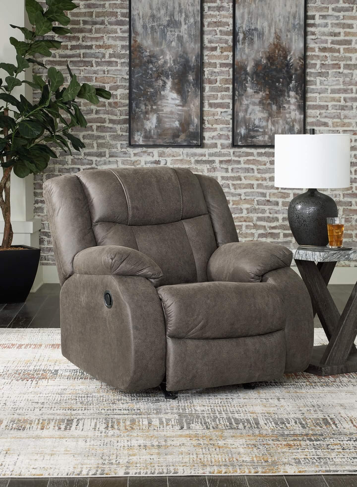 First Base Recliner 6880425 Brown/Beige Contemporary Motion Upholstery By Ashley - sofafair.com