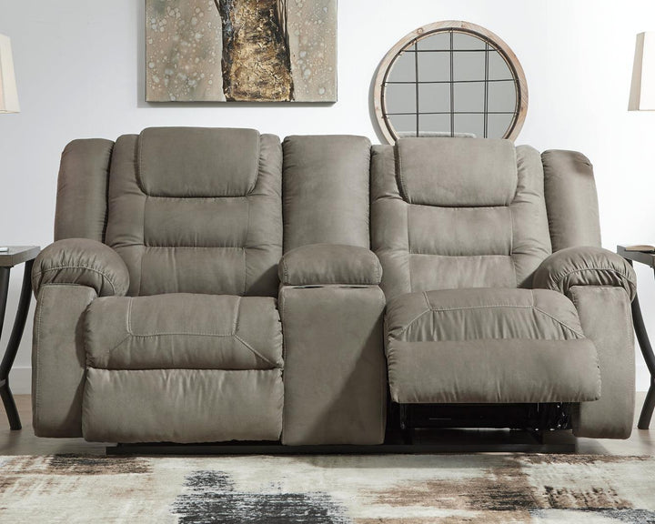 McCade Reclining Loveseat with Console 1010494 Black/Gray Contemporary Motion Upholstery By Ashley - sofafair.com