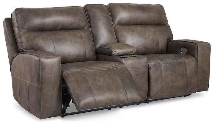 Game Plan Power Reclining Loveseat U1520518 Black/Gray Contemporary Motion Upholstery By Ashley - sofafair.com