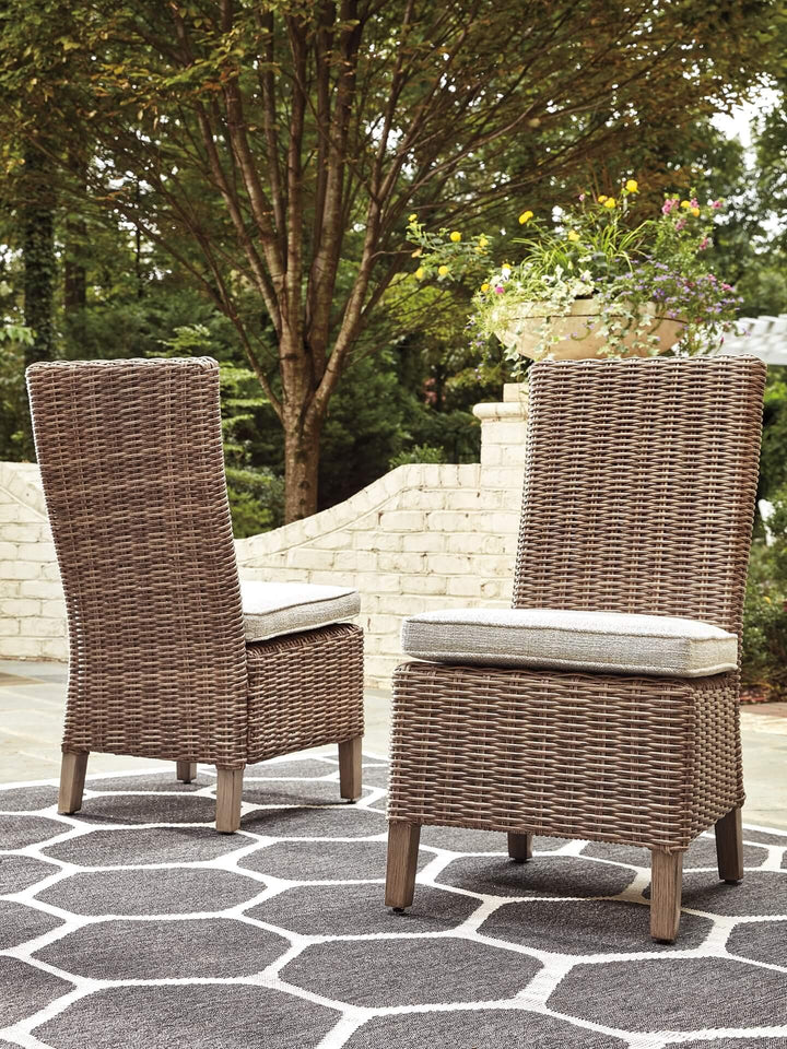 Beachcroft Side Chair with Cushion (Set of 2) P791-601 Brown/Beige Casual Outdoor Dining Chair By Ashley - sofafair.com