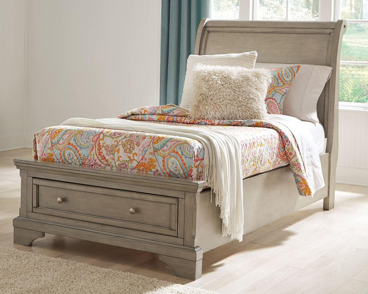 Lettner Twin Sleigh Bed B733B21 Black/Gray Casual Youth Beds By Ashley - sofafair.com