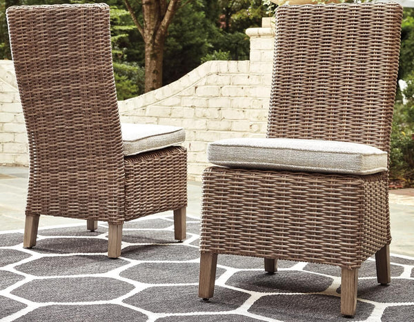 Beachcroft Side Chair with Cushion (Set of 2) P791-601 Brown/Beige Casual Outdoor Dining Chair By Ashley - sofafair.com