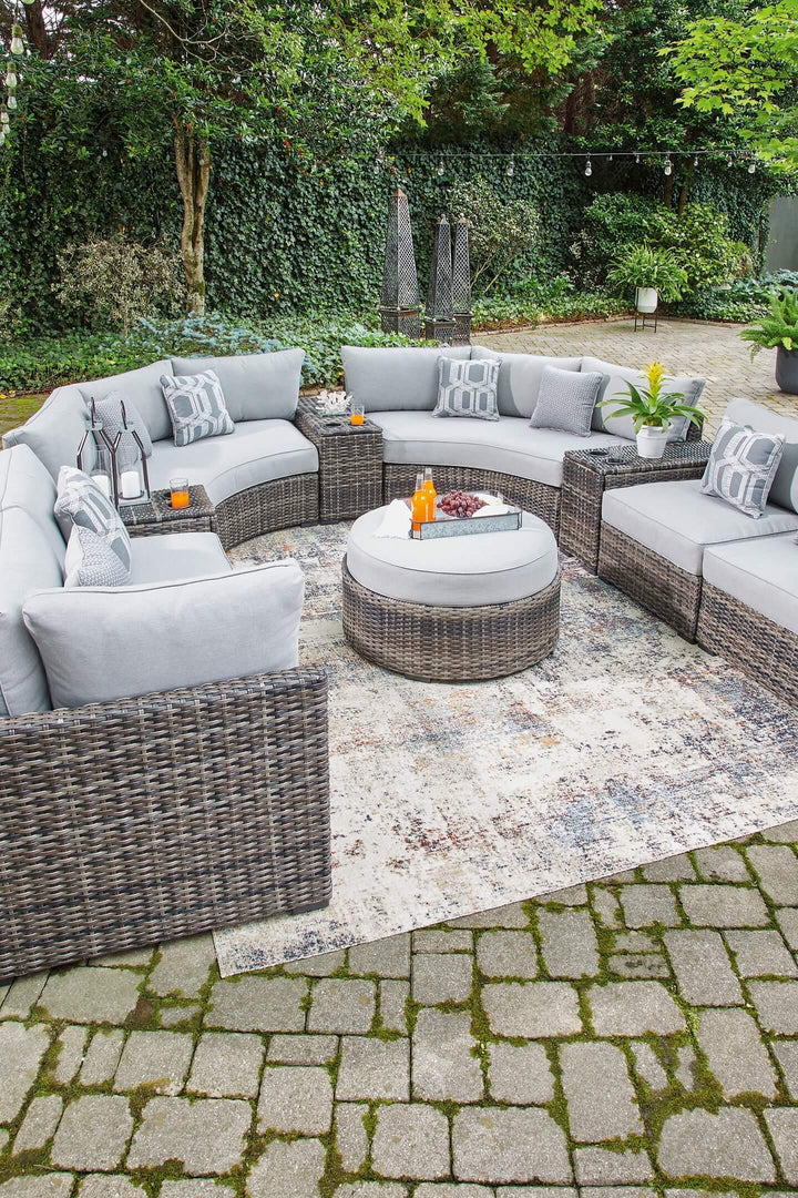 Harbor Court 9-Piece Outdoor Sectional with Ottoman P459P1 Black/Gray Casual Outdoor Package By Ashley - sofafair.com