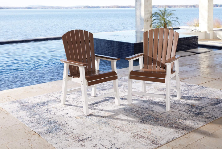 Genesis Bay Outdoor Dining Arm Chair (Set of 2) P212-601A White Contemporary Outdoor Dining Chair By Ashley - sofafair.com