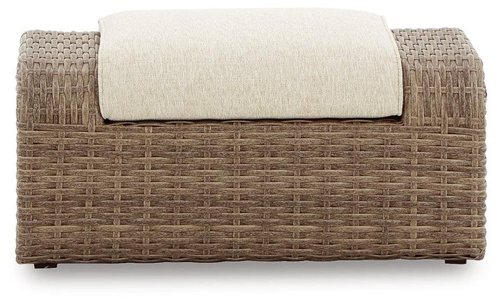 P507-814 Brown/Beige Casual Sandy Bloom Outdoor Ottoman with Cushion By Ashley - sofafair.com