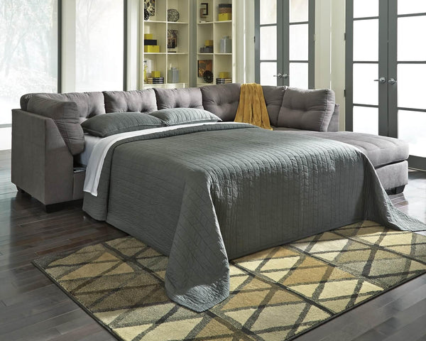 Maier 2-Piece Sleeper Sectional with Chaise 45220S4 Black/Gray Contemporary Stationary Sectionals By AFI - sofafair.com