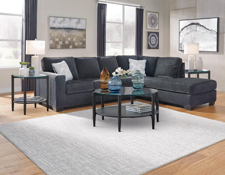 Altari 2-Piece Sectional with Chaise 87213S2 Black/Gray Contemporary Stationary Sectionals By Ashley - sofafair.com