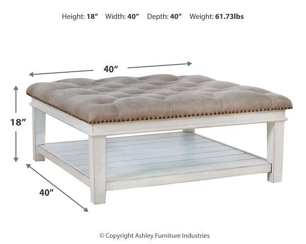 Kanwyn Upholstered Ottoman Coffee Table T937-21 White Contemporary Cocktail Table By Ashley - sofafair.com