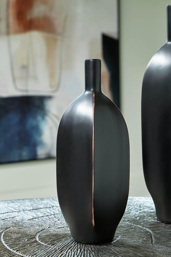 A2000550 Black/Gray Casual Rhaveney Vase (Set of 3) By Ashley - sofafair.com