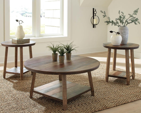 Raebecki Table (Set of 3) T221-13 Brown/Beige Casual 3 Pack By Ashley - sofafair.com