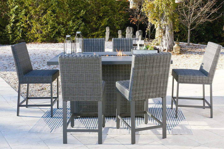 Palazzo Outdoor Counter Height Dining Table with 6 Barstools P520P2 Black/Gray Casual Outdoor Package By Ashley - sofafair.com