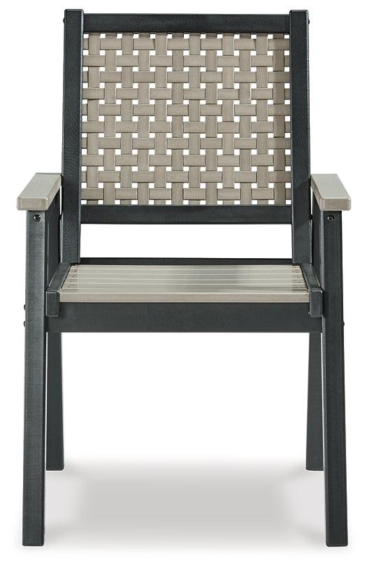 Mount Valley Arm Chair (set Of 2) P384-603A Black/Gray Contemporary Outdoor Dining Chair By Ashley - sofafair.com