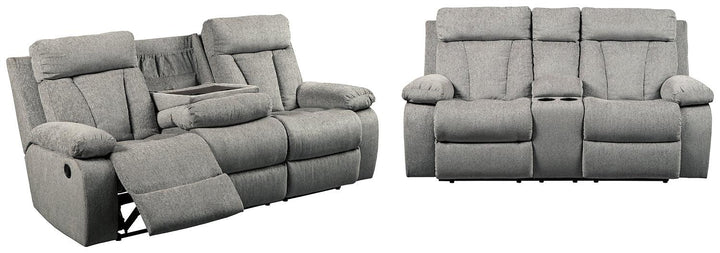 Mitchiner Reclining Sofa and Loveseat 76204U1 Black/Gray Contemporary Motion Upholstery Package By Ashley - sofafair.com