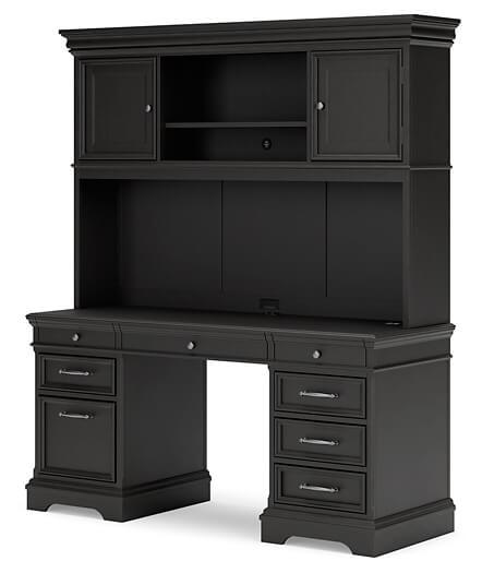 Beckincreek Home Office Credenza with Hutch H778H2 Black/Gray Traditional Home Office Storage By AFI - sofafair.com