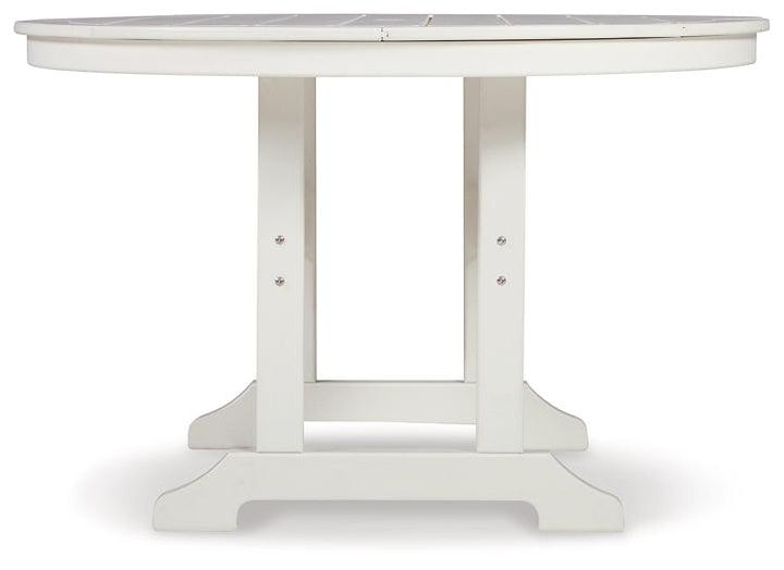 P207-615 White Contemporary Crescent Luxe Outdoor Dining Table By Ashley - sofafair.com