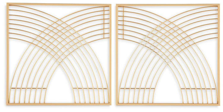 Dalkins Wall Decor (Set of 2) A8010375 Yellow Contemporary Wall Art Sculptures By Ashley - sofafair.com