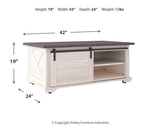 Dorrinson Coffee Table T287-1 White Casual Motion Occasionals By Ashley - sofafair.com