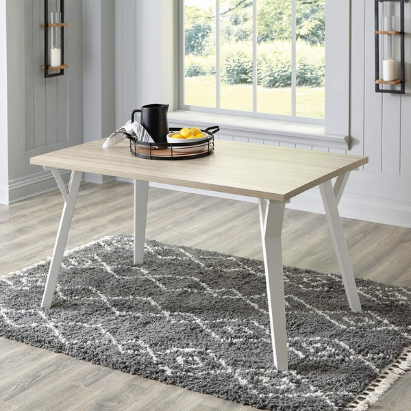 Grannen Dining Table D407-25 White Contemporary Casual Tables By Ashley - sofafair.com